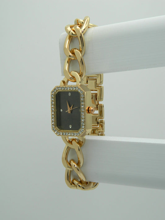Rose Gold Tone Iced Quartz Watch image 2