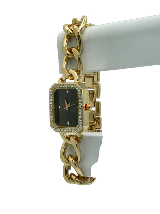 Rose Gold Tone Iced Quartz Watch image 2