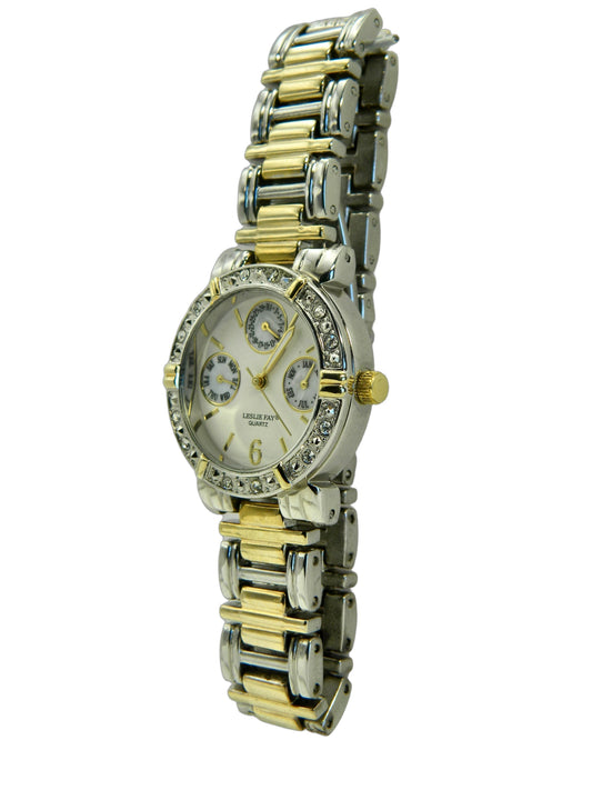 Leslie Fay Two Tone Faux Diamond Bezel Quartz Watch image 2