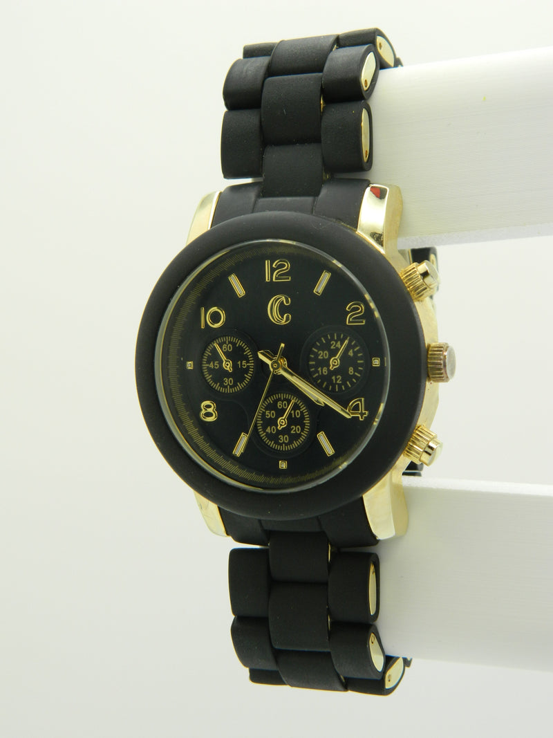 Generic Black On Gold Tone Quartz Watch image 2