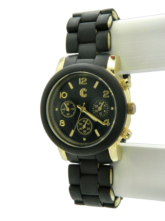 Generic Black On Gold Tone Quartz Watch image 2