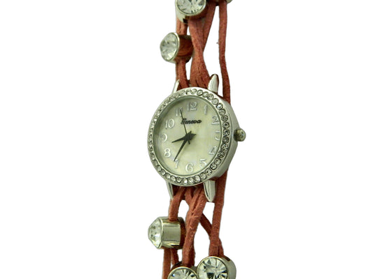 Geneva Pink Leather Lace Quartz Watch image 2