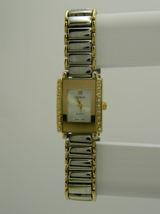 Geneva Vintage Style Two Tone Quartz Watch image 1