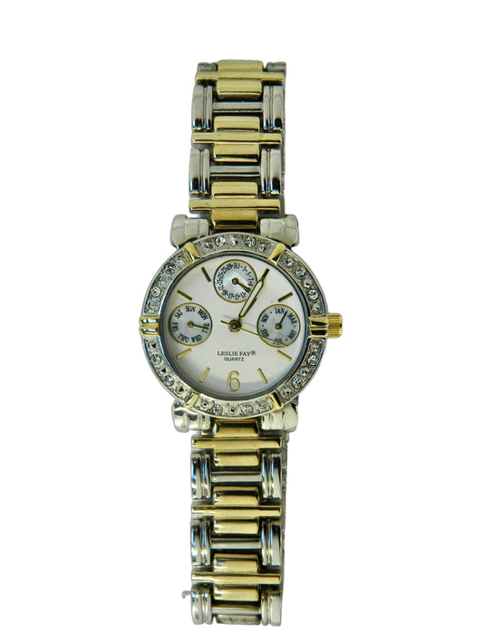 Leslie Fay Two Tone Faux Diamond Bezel Quartz Watch image 1