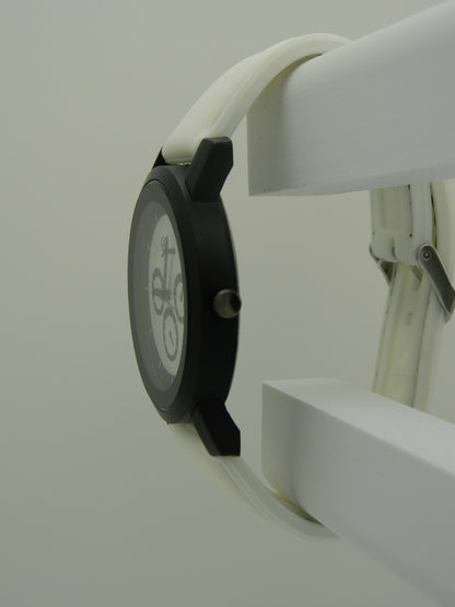 Geneva Racer Style White On Black Quartz Watch image 3