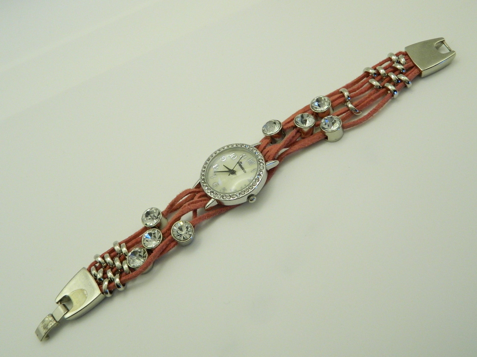 Geneva Pink Leather Lace Quartz Watch image 4
