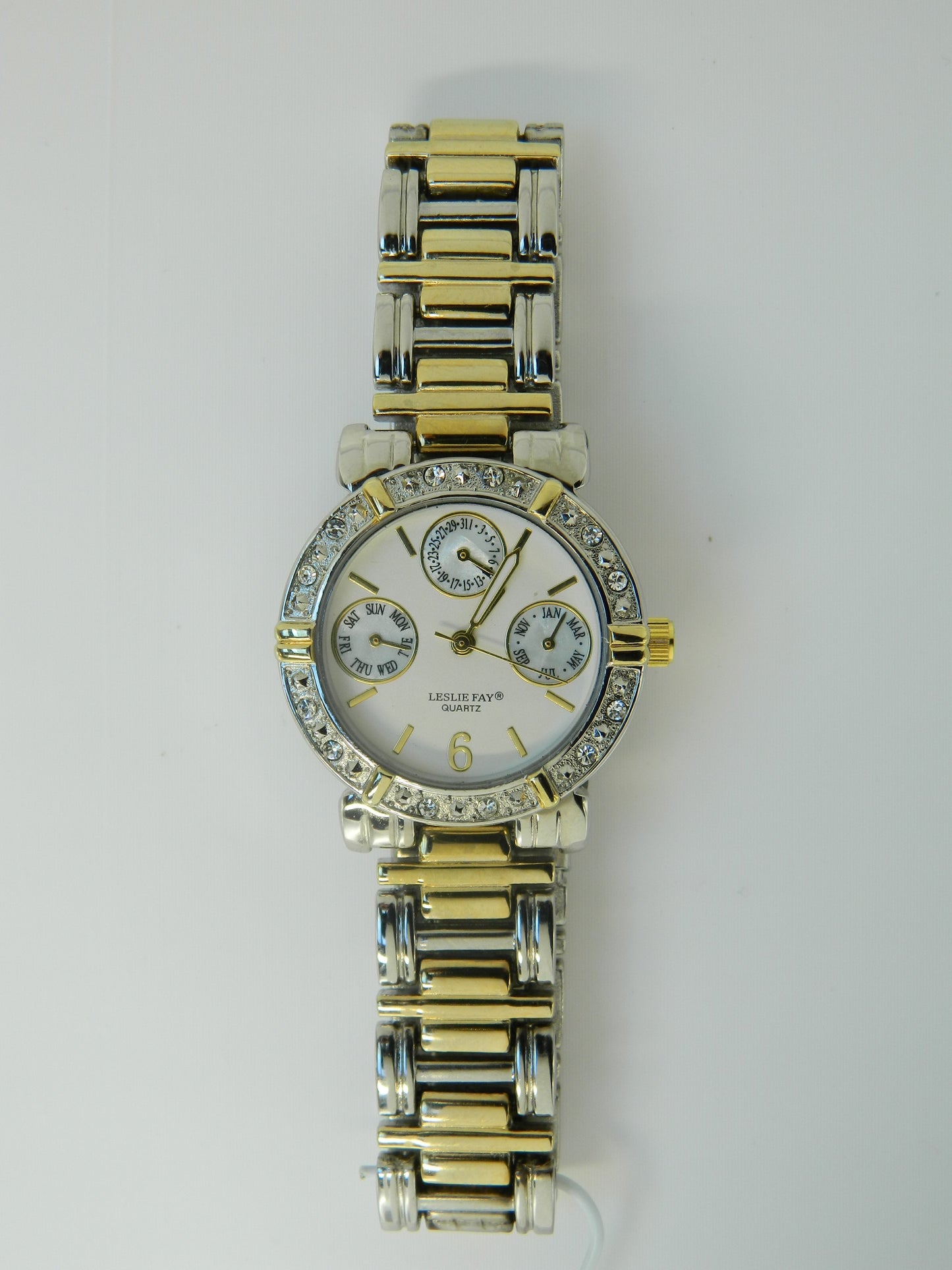 Leslie Fay Two Tone Faux Diamond Bezel Quartz Watch image 1