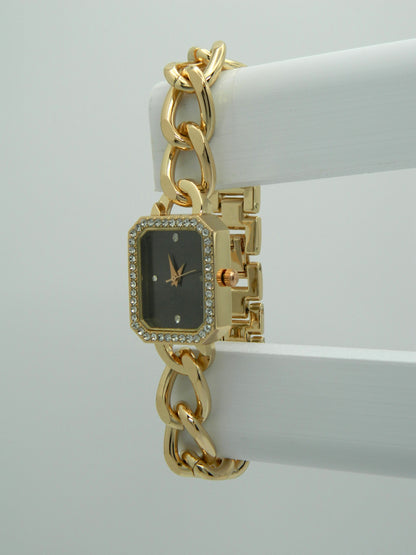 Rose Gold Tone Iced Quartz Watch image 2