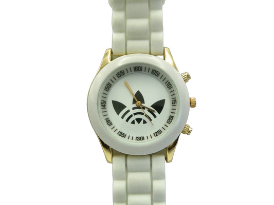 Three Leaf Generic Quartz White Watch image 1