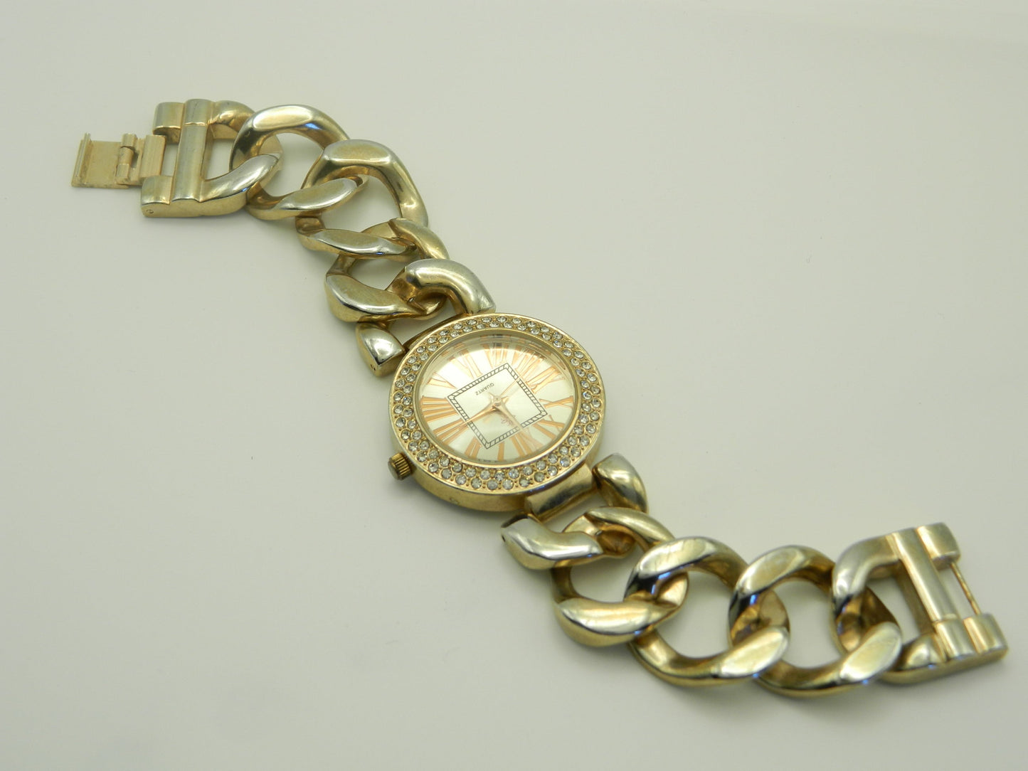 Iced Out Rose Gold Tone Chain Link Quartz Watch image 4