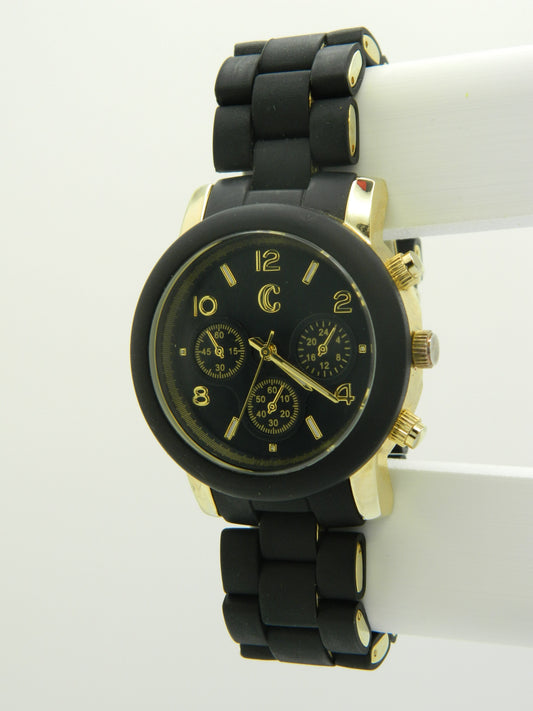 Generic Black On Gold Tone Quartz Watch image 2