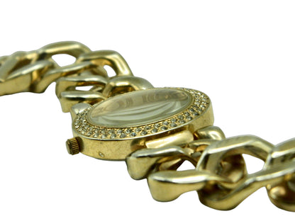 Iced Out Rose Gold Tone Chain Link Quartz Watch image 5