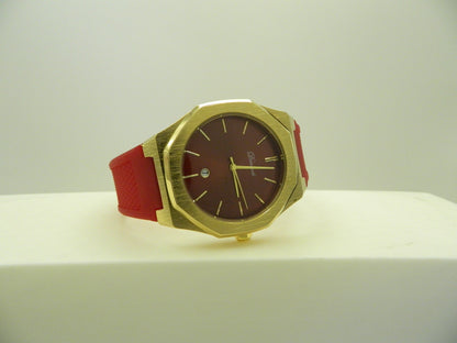 Denvosi Red On Gold Date Quartz Watch image 4