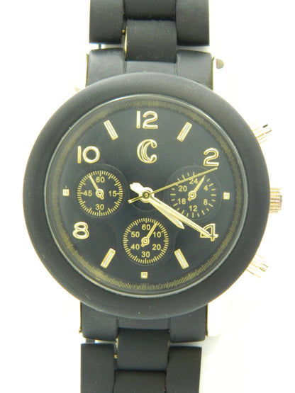 Generic Black On Gold Tone Quartz Watch image 4