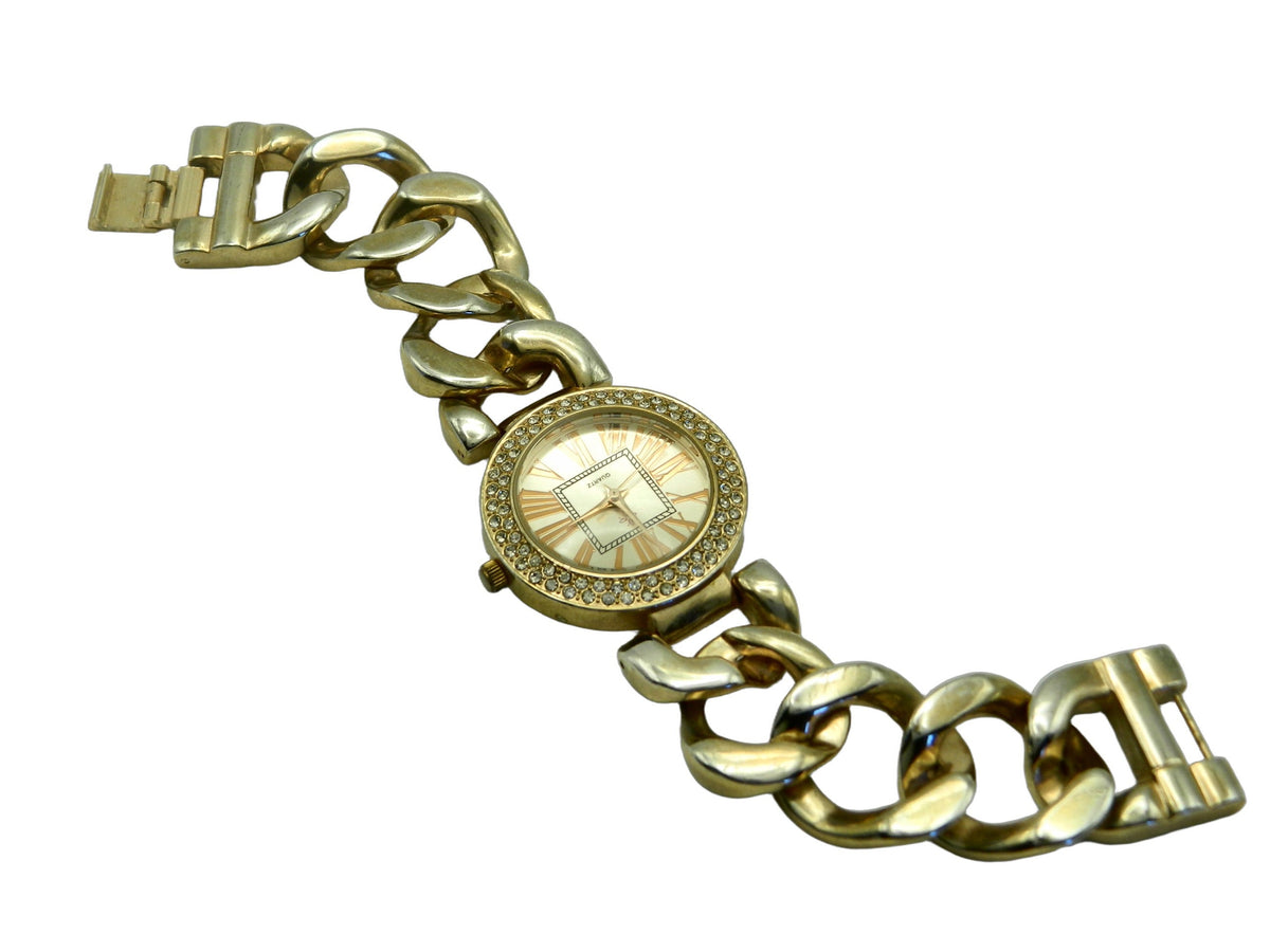 Iced Out Rose Gold Tone Chain Link Quartz Watch image 4