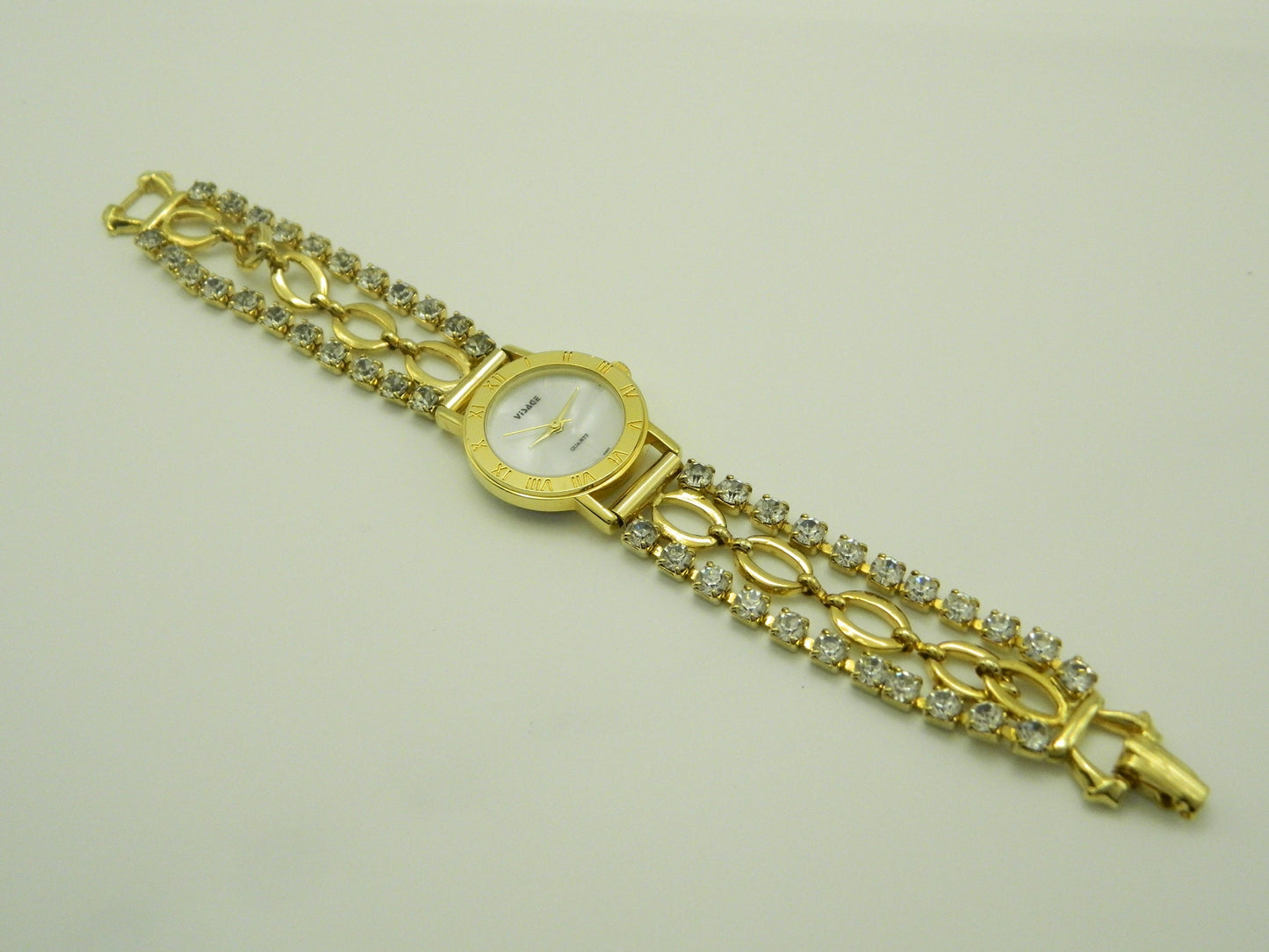 Visage Gold With Faux Rhinestone Bracelet Quartz Watch image 4