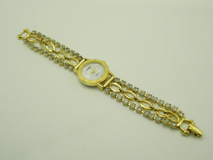 Visage Gold With Faux Rhinestone Bracelet Quartz Watch image 4