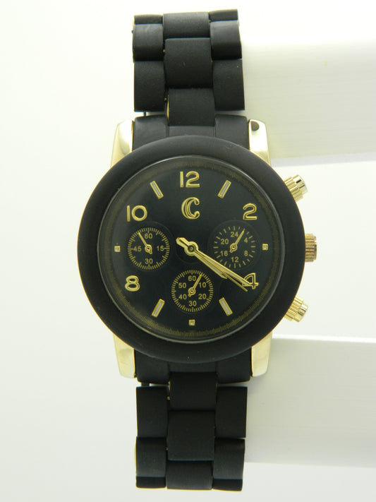 Generic Black On Gold Tone Quartz Watch image 1