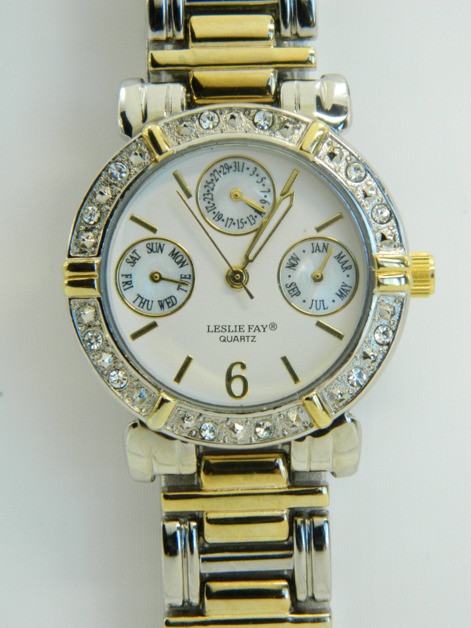 Leslie Fay Two Tone Faux Diamond Bezel Quartz Watch image 4