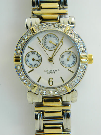 Leslie Fay Two Tone Faux Diamond Bezel Quartz Watch image 4