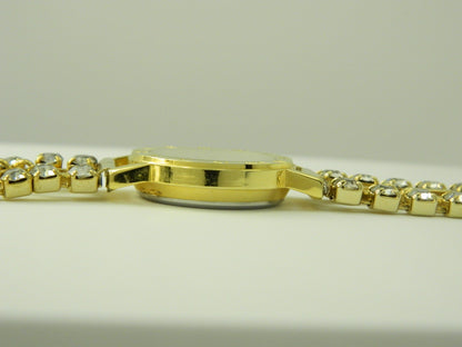 Visage Gold With Faux Rhinestone Bracelet Quartz Watch image 3
