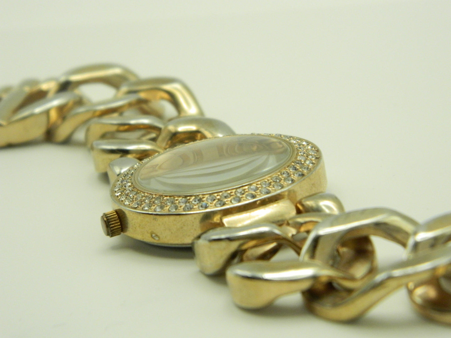 Iced Out Rose Gold Tone Chain Link Quartz Watch image 5