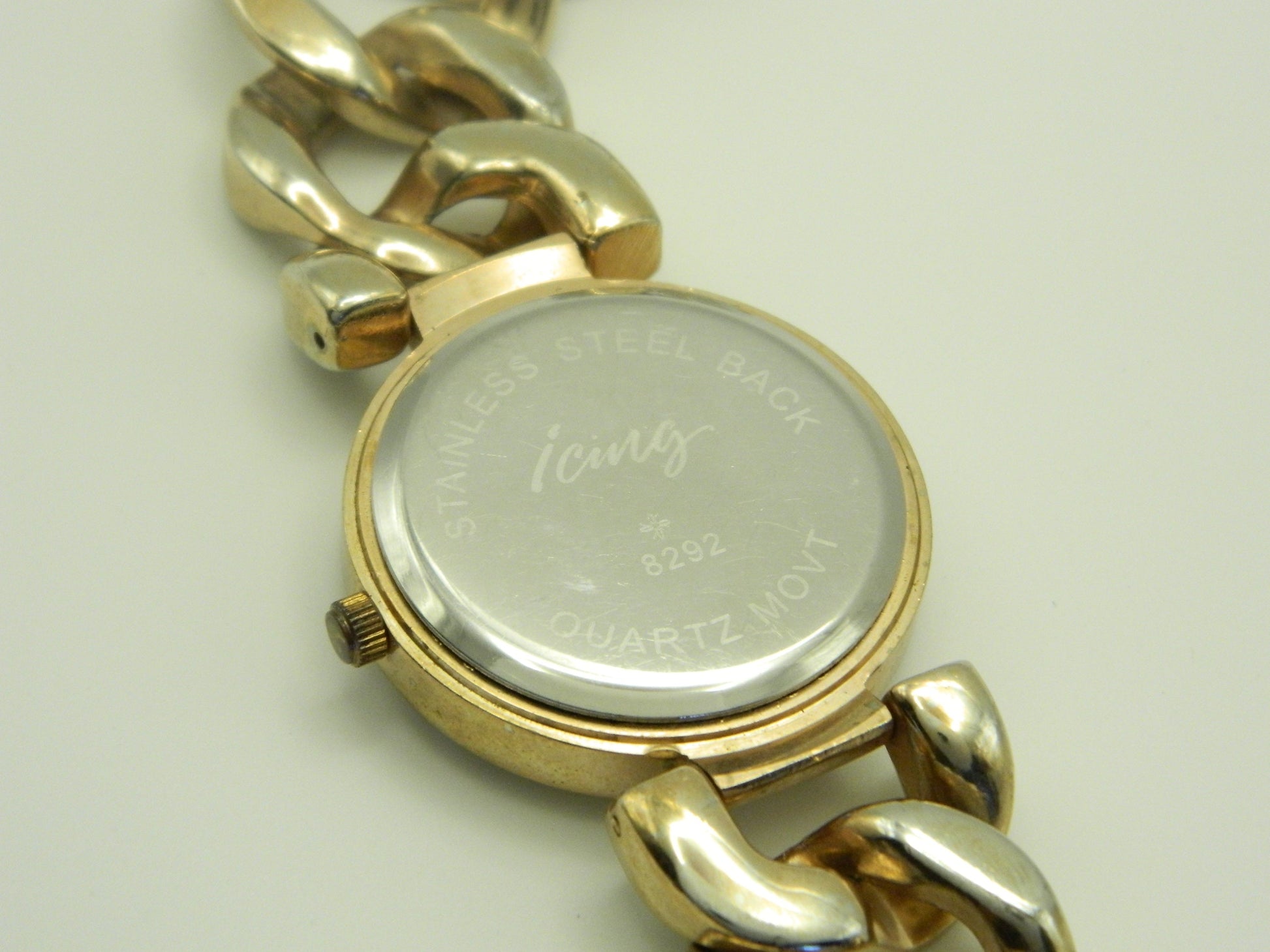 Iced Out Rose Gold Tone Chain Link Quartz Watch image 7