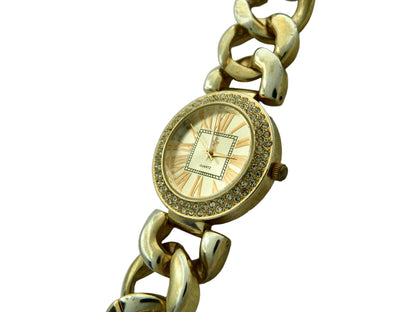 Iced Out Rose Gold Tone Chain Link Quartz Watch image 2