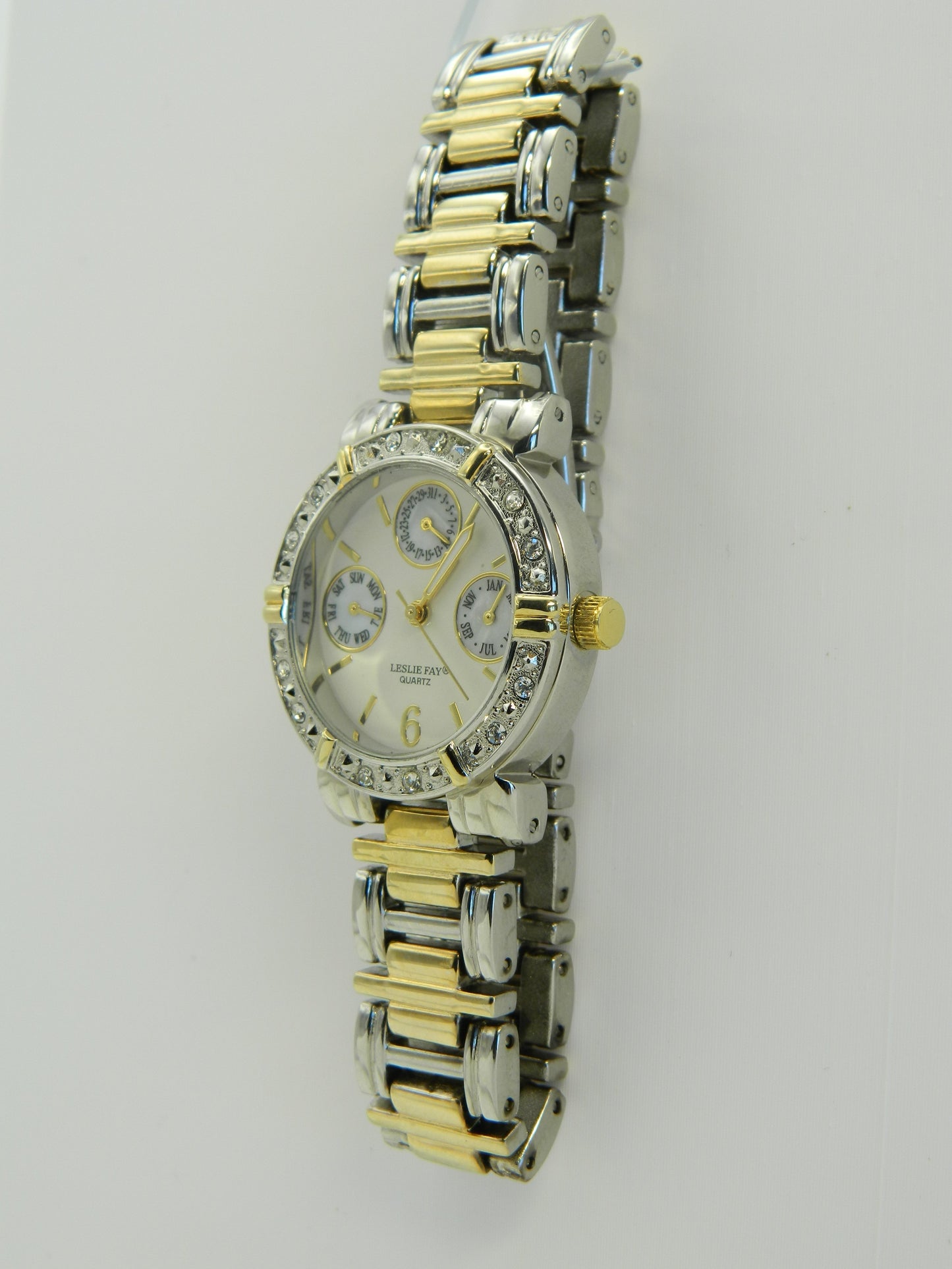 Leslie Fay Two Tone Faux Diamond Bezel Quartz Watch image 2