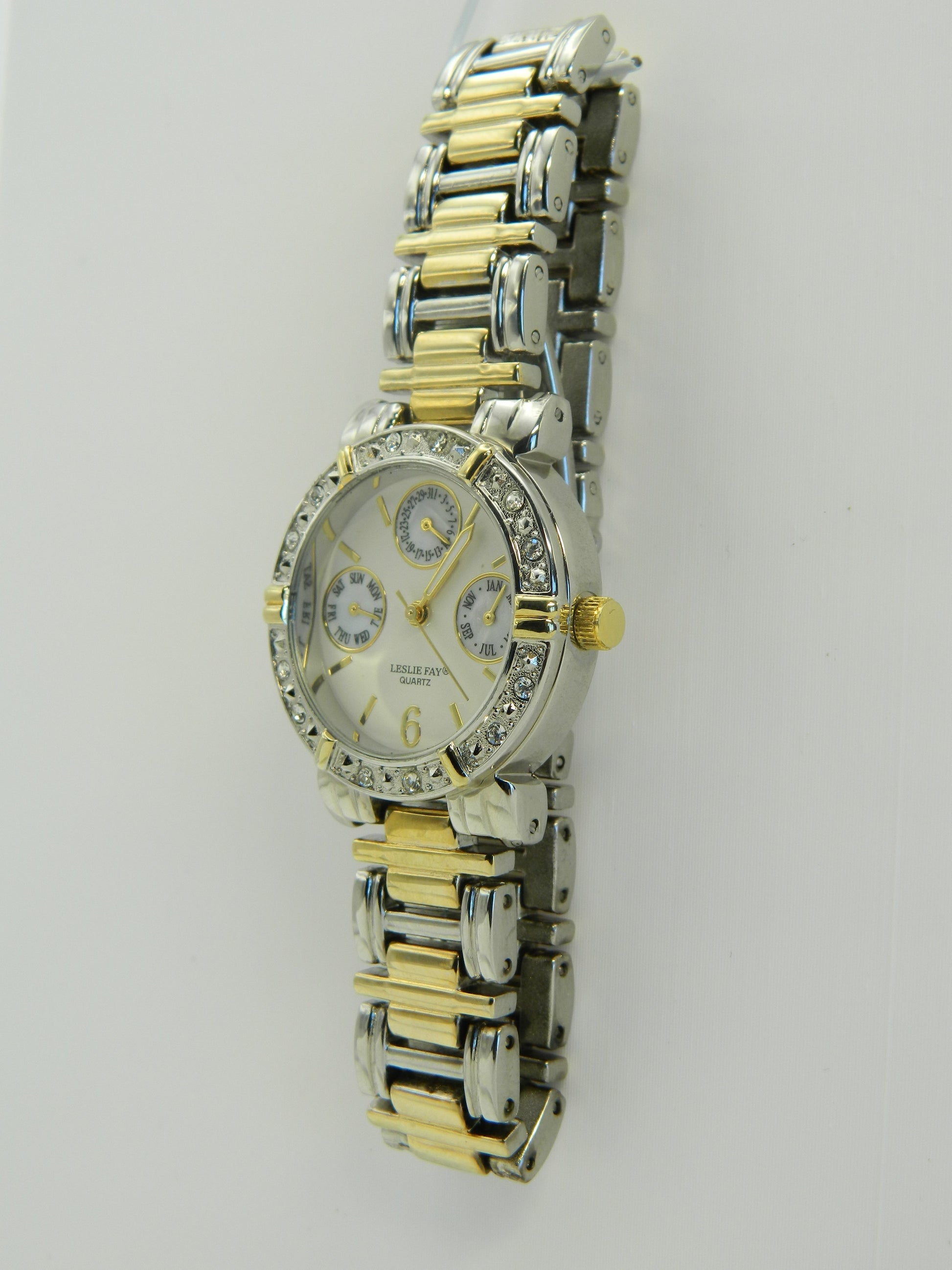 Leslie Fay Two Tone Faux Diamond Bezel Quartz Watch image 2