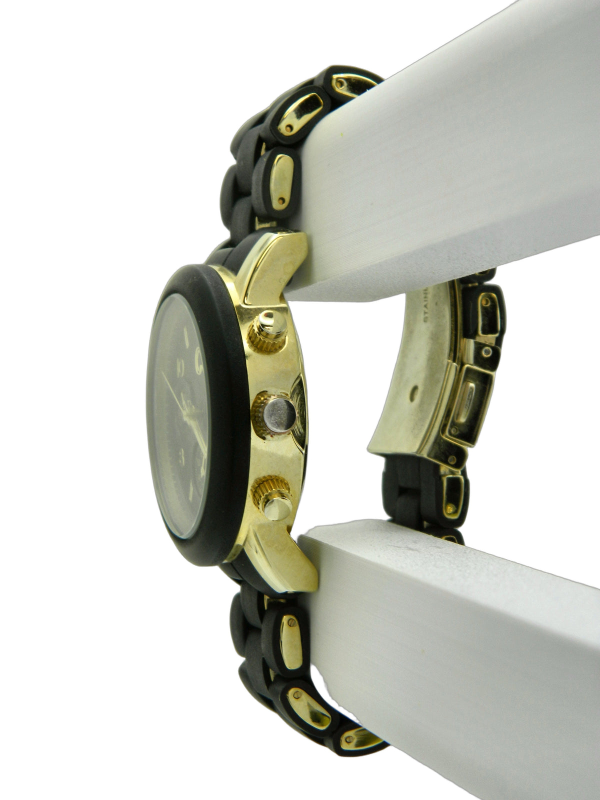 Generic Black On Gold Tone Quartz Watch image 3
