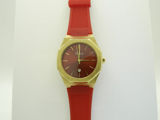 Denvosi Red On Gold Date Quartz Watch image 1